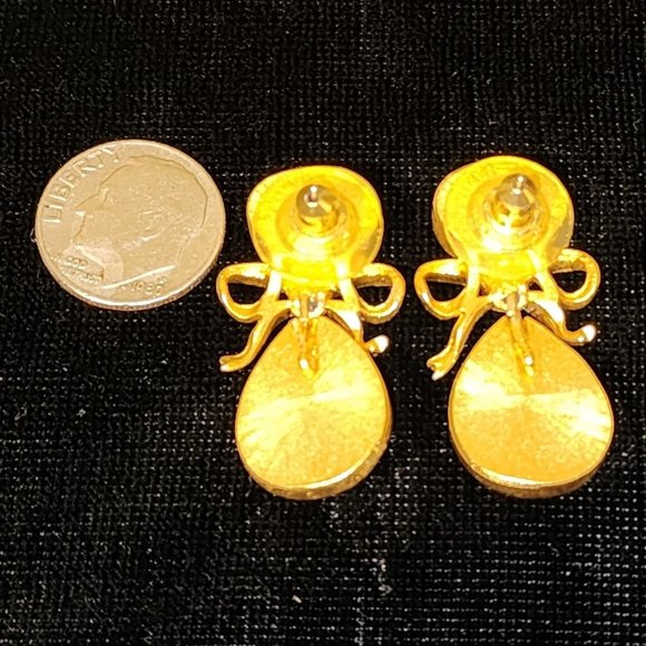 Vintage MFA Austrian Crystal Earrings II -Faux Pearl Drop - Picture 4 of 5